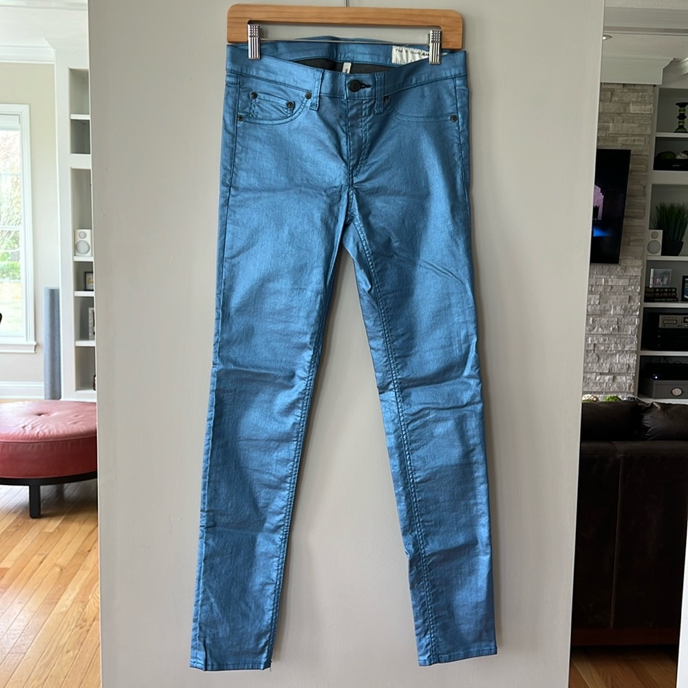 Rag & Bone Sky Blue Metallic Jean Leggings